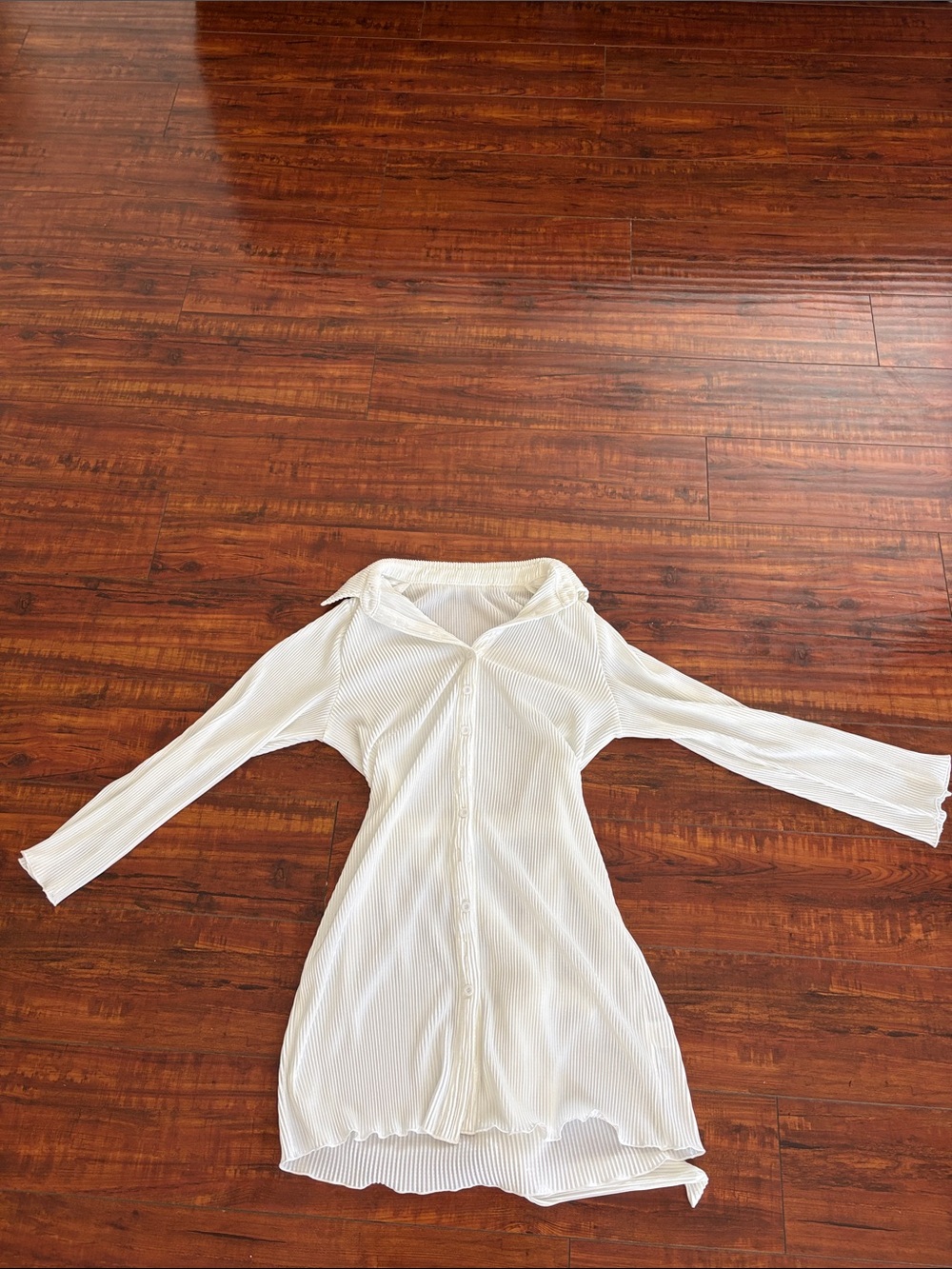 White Ribbed Button-Front One-Piece